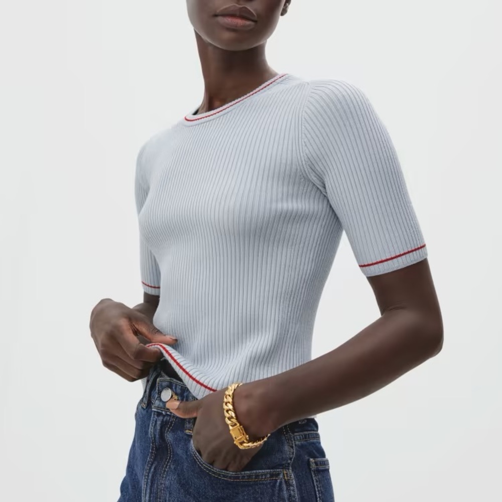 EVERLANE The Ribbed Merino Tee SIZE SMALL